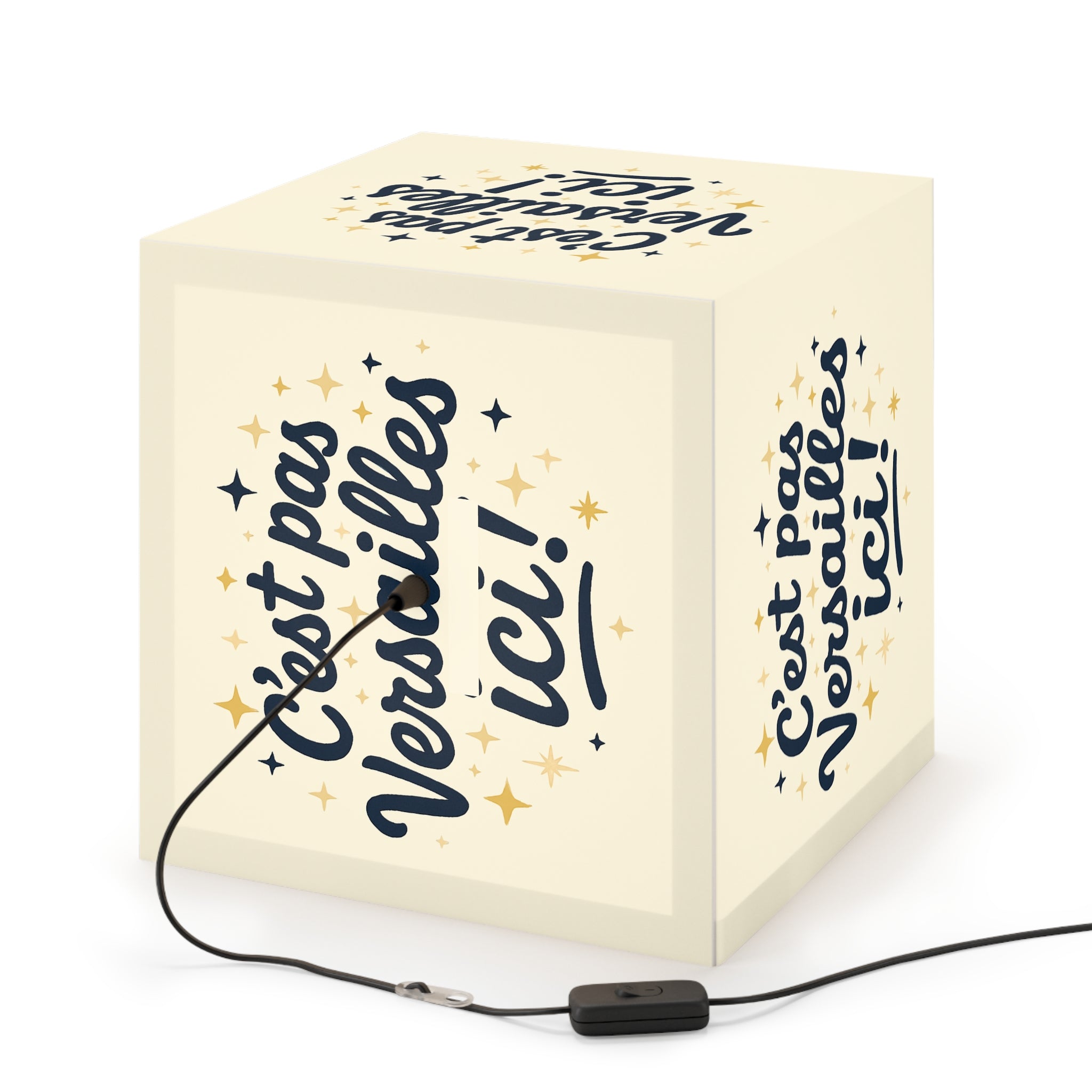 C'est pas Versailles ici! Light Cube Lamp — French Phrase Decorative Night Light