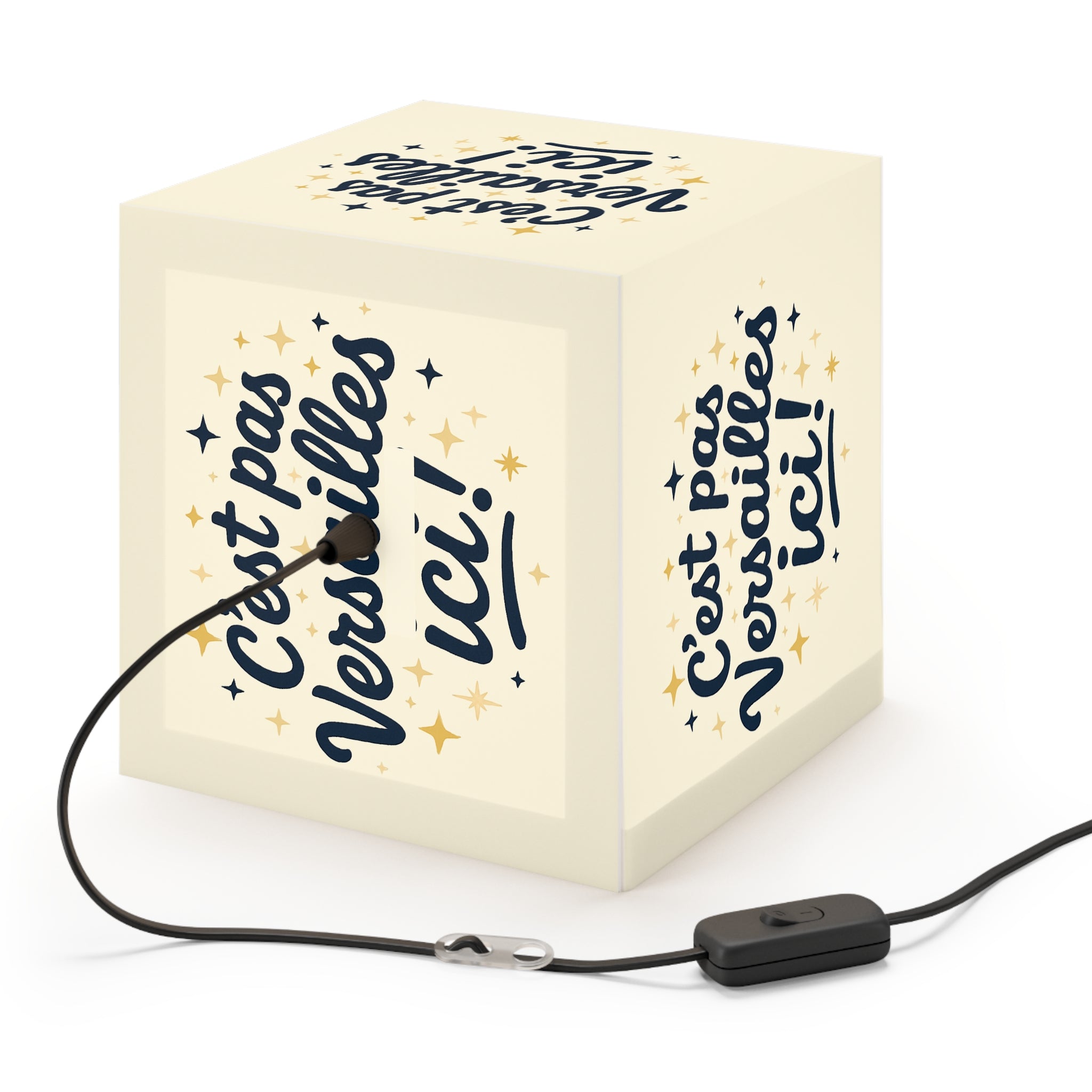 C'est pas Versailles ici! Light Cube Lamp — French Phrase Decorative Night Light