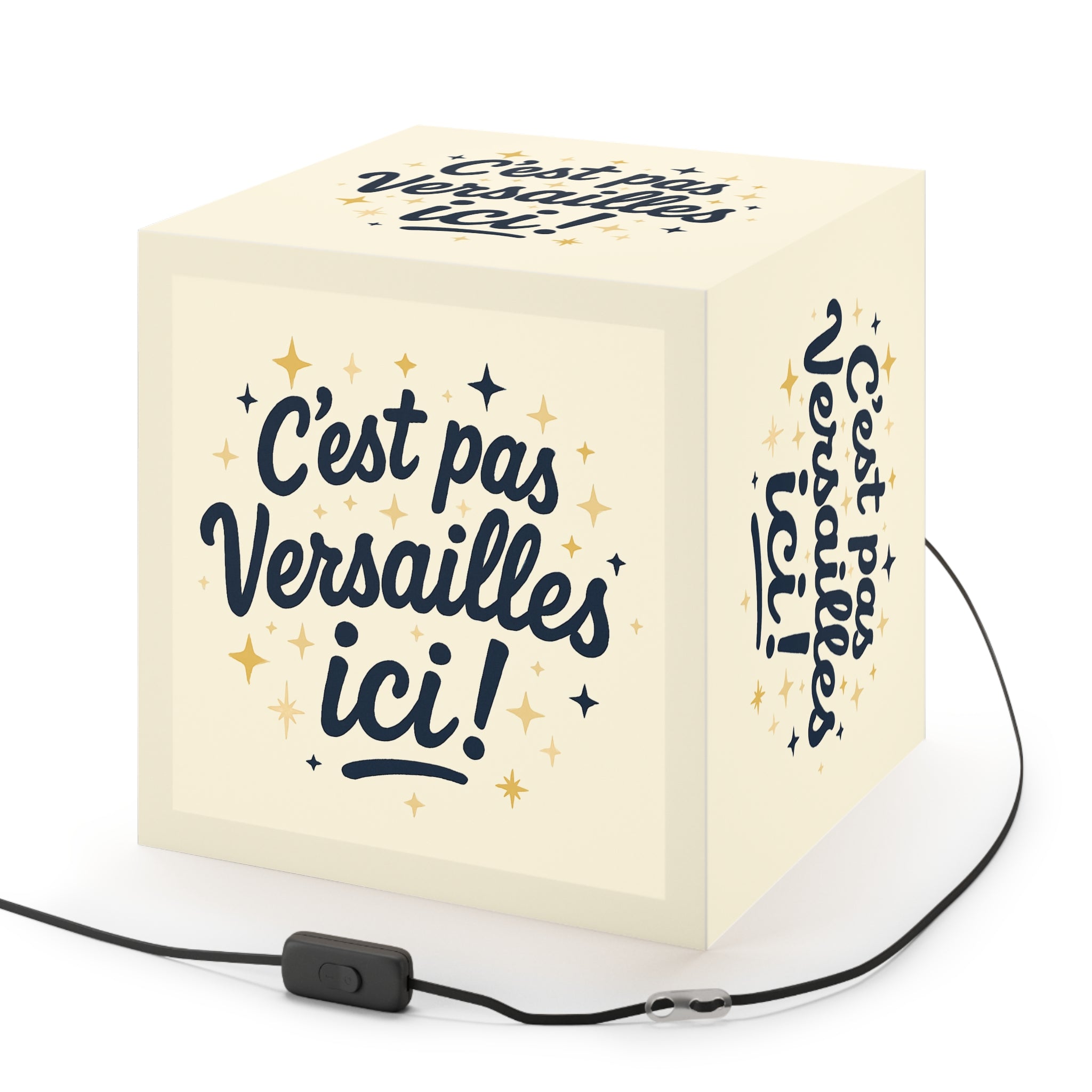 C'est pas Versailles ici! Light Cube Lamp — French Phrase Decorative Night Light